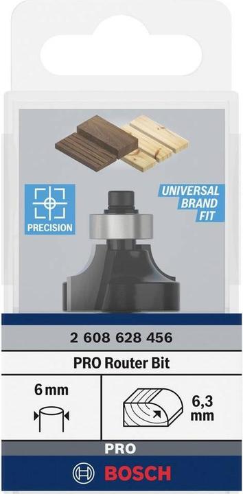 Immagine prodotto Bosch Professional Zubehör Fresa per arrotondare, 6 mm, R1 6,3 mm, P 25,4 mm, L 13,1 mm, G 54 mm