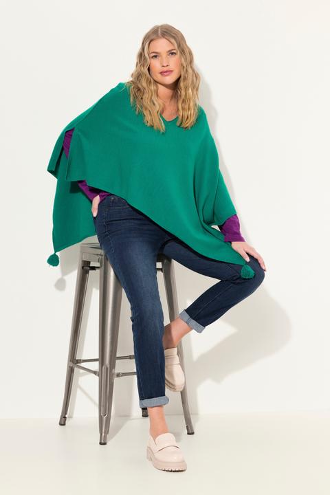 Actual product image Ulla Popken Knit Pointed Hem Poncho (58, 60, 62)