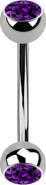 Image du produit Star Piercing Micro banane argentée avec deux boules de cristal violet (sans laiton, Titane)