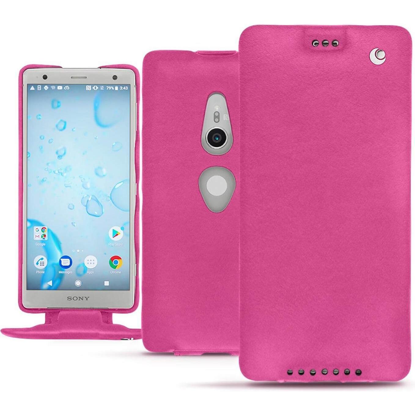 Noreve Lederschutzhülle vertikal (Sony Xperia XZ2), Smartphone Hülle, Rosa