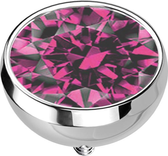 Immagine prodotto Star Piercing Ancora dermica emisfero d'argento con cristallo rosa (senza ottone, Acciaio chirurgico 316L)