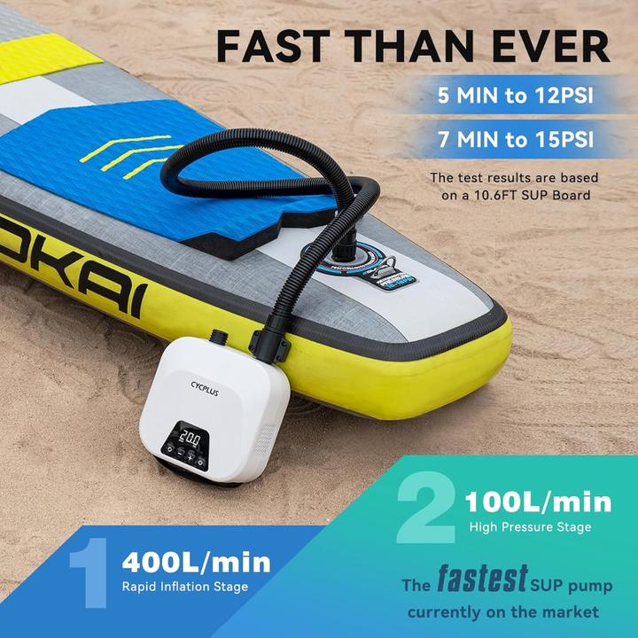 Immagine prodotto Cycplus Elektrische SUP-Inflationspumpe D14Pro 20 PSI Akku Aufblasen & Ablassen