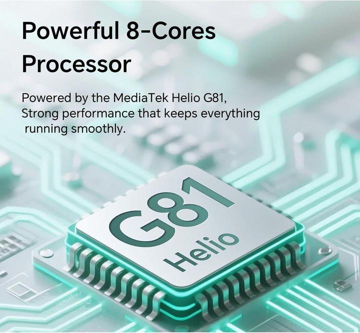 Immagine prodotto Honor X5c Plus Phone, 128GB/4GB, Ocean Cyan (128 GB, Oceano Ciano, Turchese, Verde, 6.74", Doppia SIM, 4G)