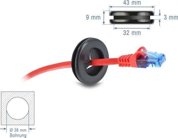 Produktbild Delock Gummi Kabeldurchführung rund Ø 38 mm schwarz