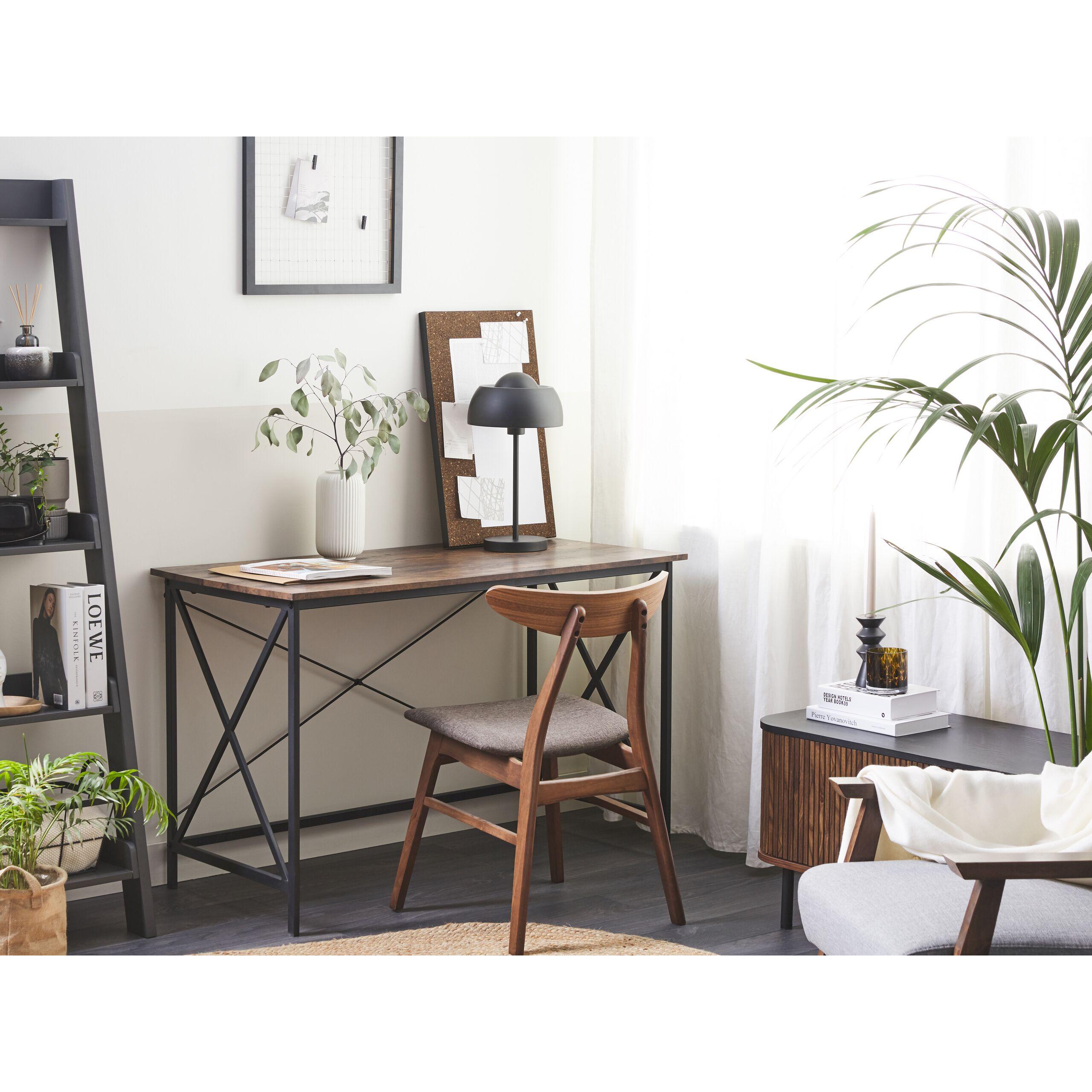 Thumbnail - Beliani, Schreibtisch, Schreibtisch dunkler Holzfarbton 115 x 60 cm FUTON (115 x 60 x 76 cm)