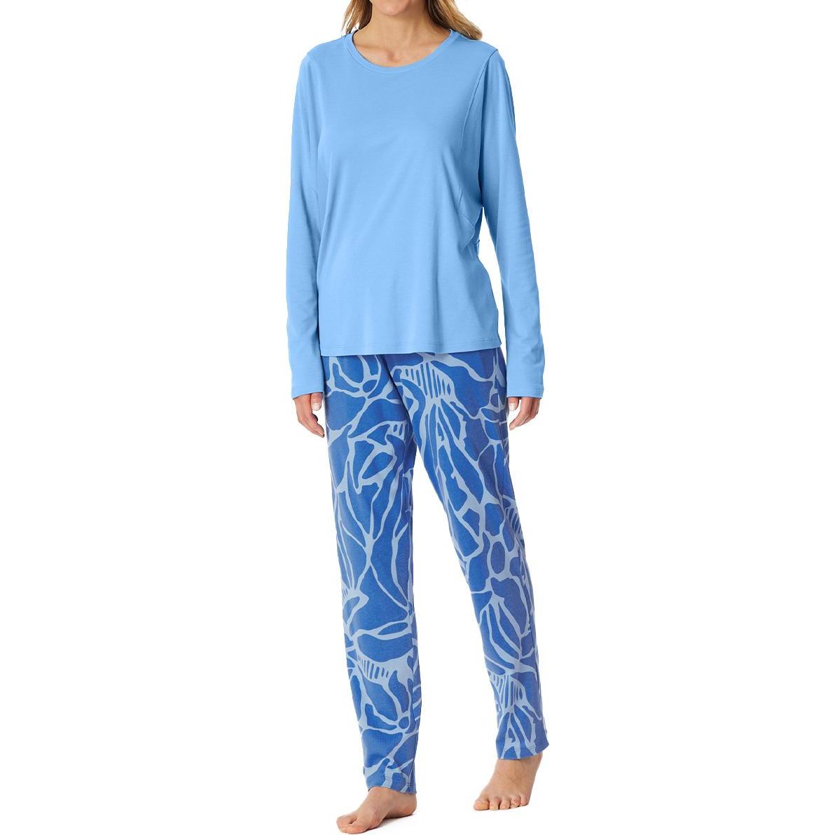 Schiesser, Damen, Pyjama, Pyjama Modern Nightwear, Blau, (40, L)