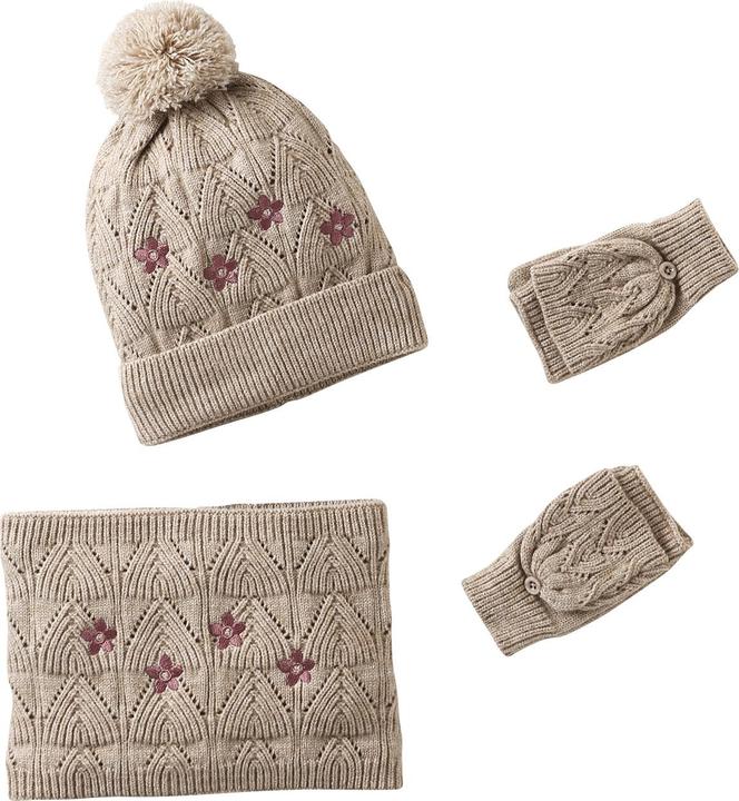 Actual product image Vertbaudet Mädchen Set: Mütze, Snood & Fäustlinge mit Lochmuster und Stickereien (104, 116)