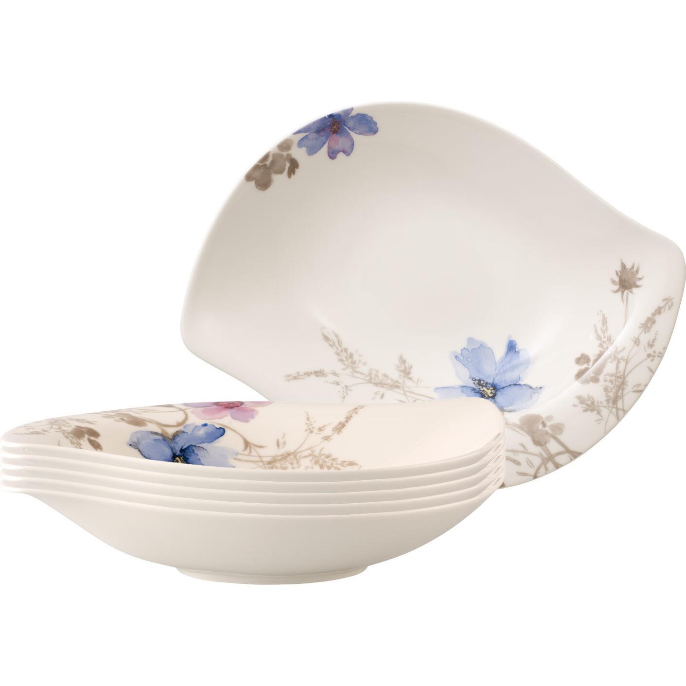 Villeroy & Boch Multipack Mariefleur Gris Serve & Salad Schale tief - 6 Stück, Schüssel + Schale, Mehrfarbig