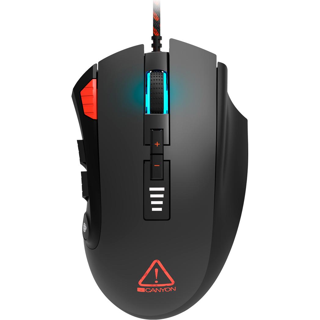 Canyon Merkava Maus rechts USB Typ-A Optisch 12000 DPI (Kabelgebunden), Maus, Schwarz