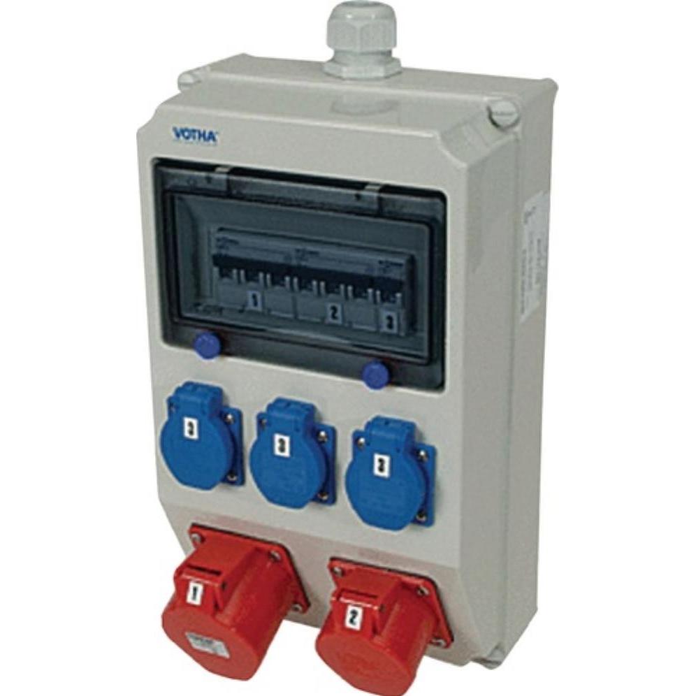 HP Autozubehör, Baustromverteiler, Kunststoffwandverteiler Verschraubung M32 1xCEE 32 A, 1xCEE 16 A, 3x230V (3 x, CEE)