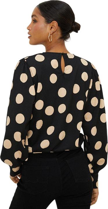 Actual product image Dorothy Perkins Womens/Ladies Spotted Keyhole Long-Sleeved Top (S)