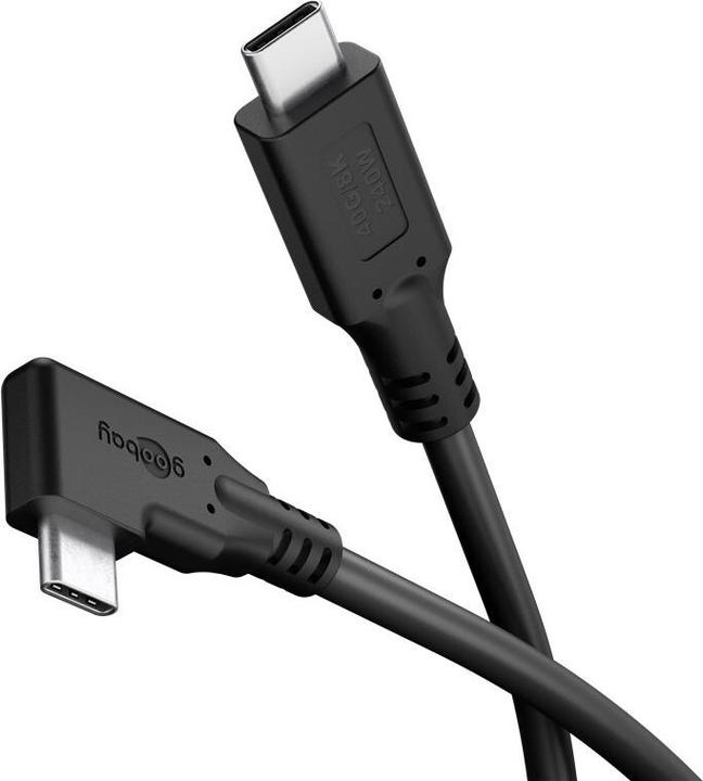 Actual product image Goobay USB-C-Kabel 90°, USB4, 2 m, schwarz (2 m, 240 W)