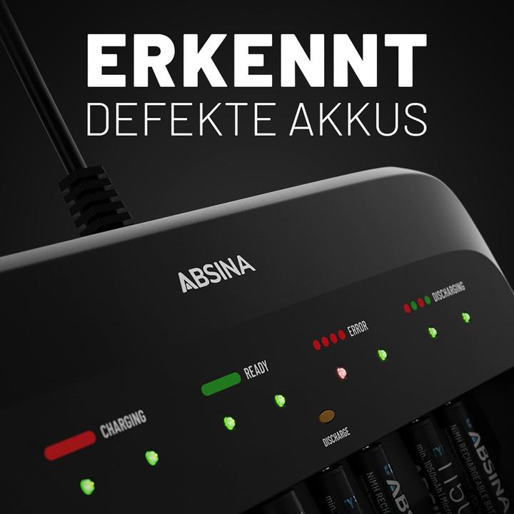 Produktbild Absina Schnellladegerät X10 (1 Stk., 9V Block, AA, AAA, Ladegerät ohne Akku)