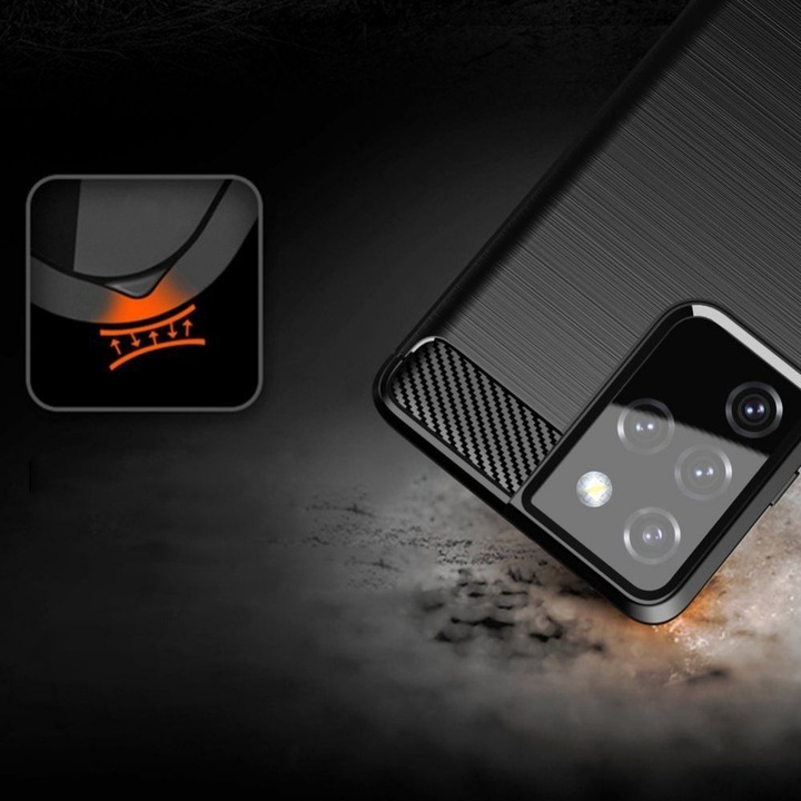 Produktbild Hurtel Carbon Case Flexible Cover TPU Case for Samsung Galaxy S21 Ultra 5G black (Samsung Galaxy S21 Ultra 5G)