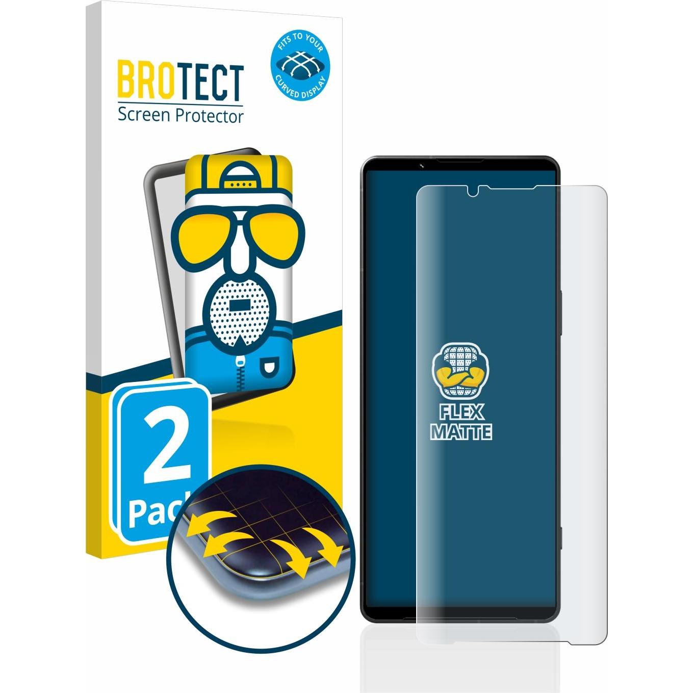 BROTECT Full-Cover Displayschutz Matt (2 Stück, Sony Xperia 1 V), Smartphone Schutzfolie, Grau