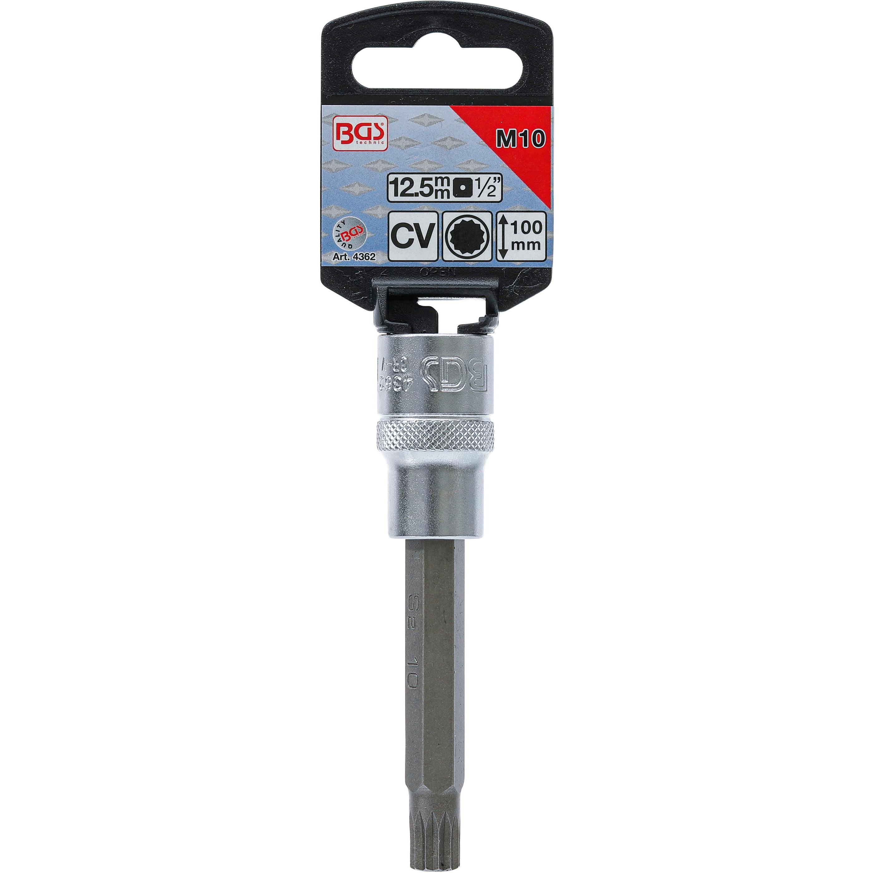Thumbnail - BGS, Bits, Bit-Einsatz Länge 100 mm Antrieb Innenvierkant 12,5 mm (1/2") Innenvielzahn (für XZN) M10 (12,5 mm)