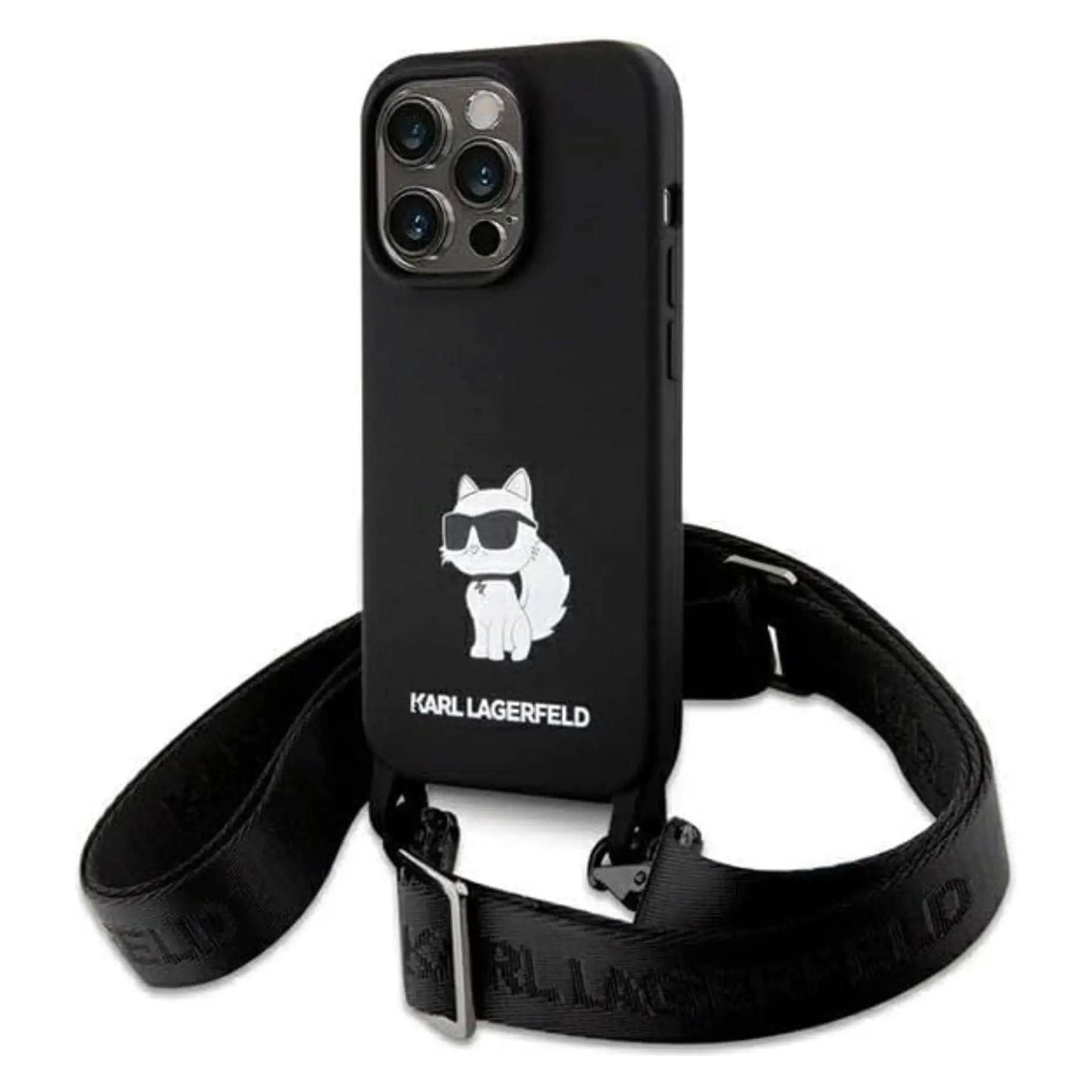 Karl Lagerfeld KLHCP15XSCBSCNK IPhone 15 Pro Max 6.7" Hardcase Czarny/black Crossbody Silicone Choup (Apple IPhone 15 Pro Max), Smartphone Hülle,
