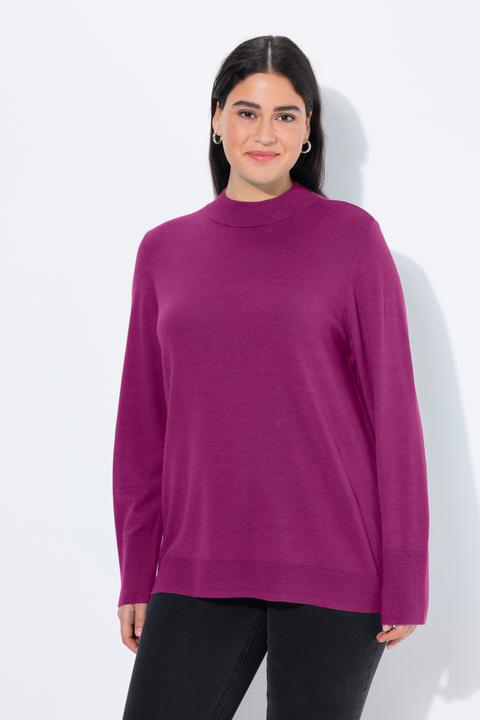 Image du produit Ulla Popken Damen grosse Grössen Pullover, Stehkragen, Langarm, Rippbündchen beere 58+ 822010827-58+ (58)