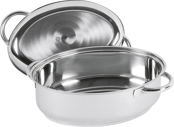 Actual product image Schulte-Ufer Multi-roaster oval 6,5 litres Ø34cm stainless steel (34 cm, Casserole + Stewpot, Stainless steel)