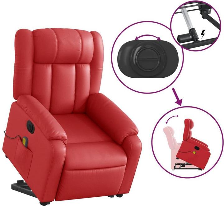 Produktbild VidaXL Massagesessel mit Aufstehhilfe Elektrisch Rot Kunstleder