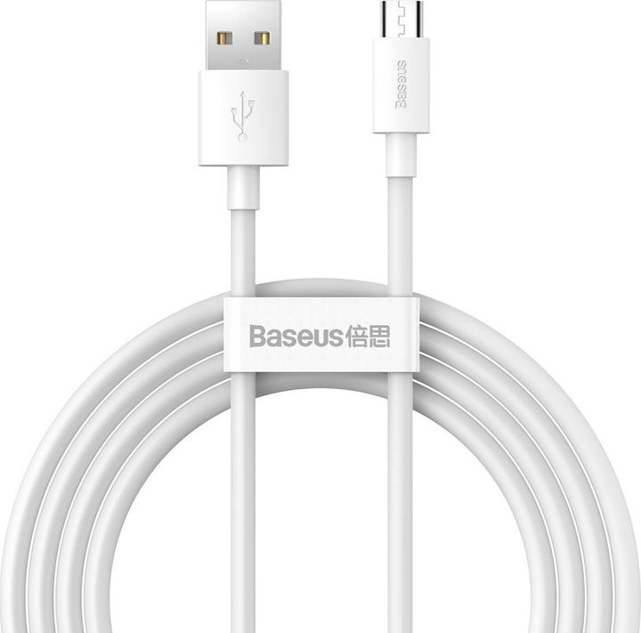 Produktbild Baseus Simple Wisdom Data Cable Kit USB to Micro 2.1A (2PCS/Set) 1.5m White (1.50 m)