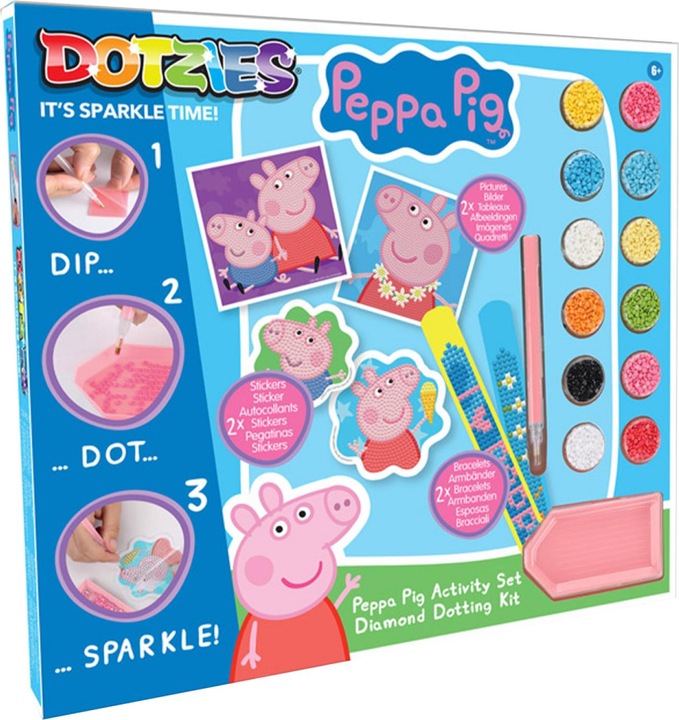 Image du produit Diamond Dotz DOTZIES® Original Diamond Painting Set Peppa Pig avec 6 motifs : 2 tableaux 15 x 15 cm, 2