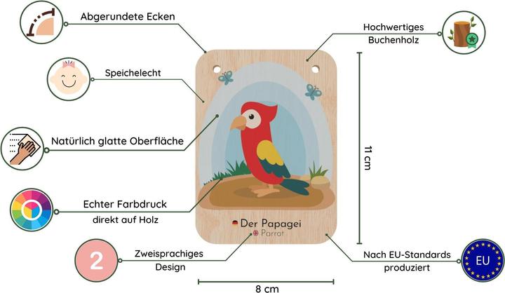 Actual product image Activity Board Bilingual wooden flashcards (German - English), learn languages in a playful and fun way. (German, English)
