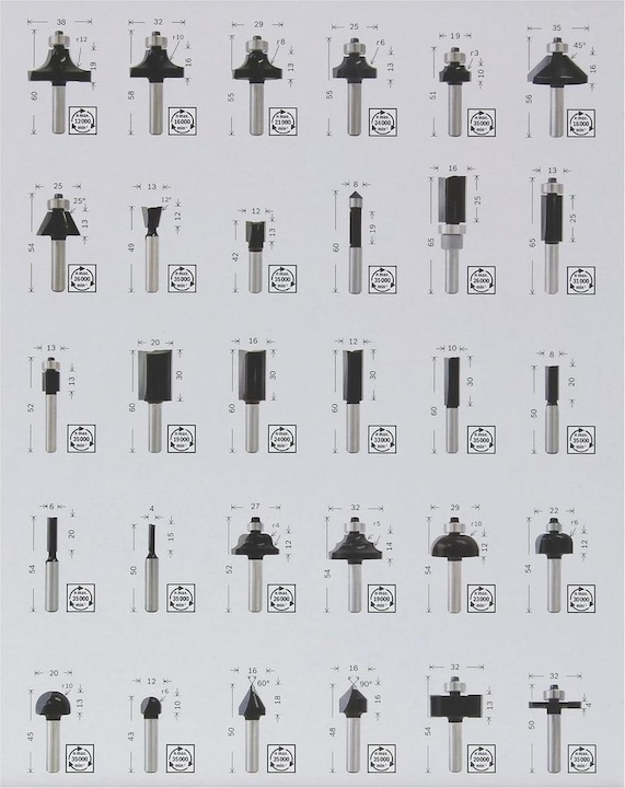 Produktbild Bosch Professional Zubehör 30-teiliges Fräser-Set, 6-mm-Schaft für Handfräsen