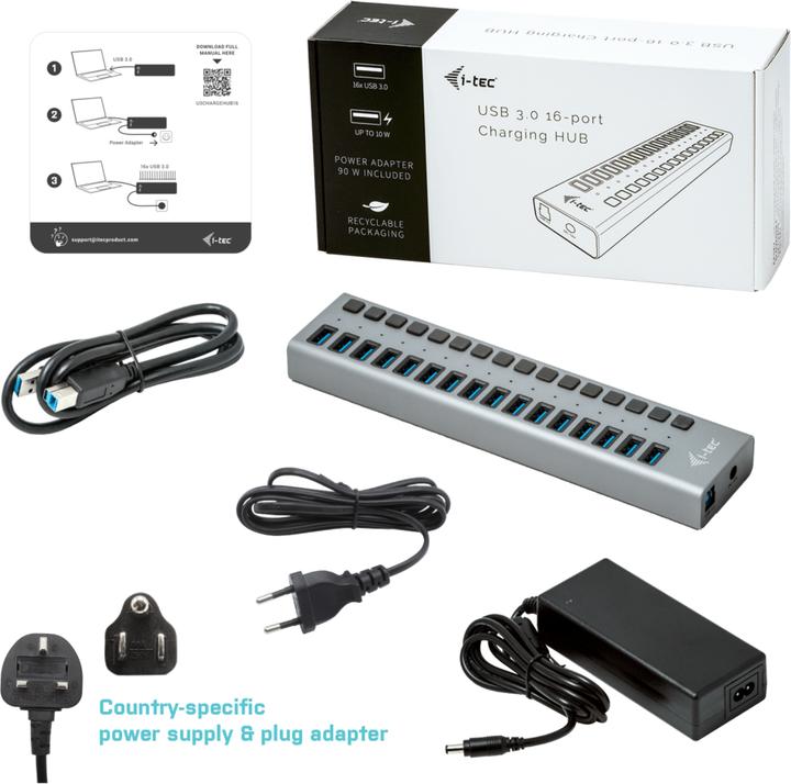 Image du produit i-tec Hub (USB-B, 16 Ports)
