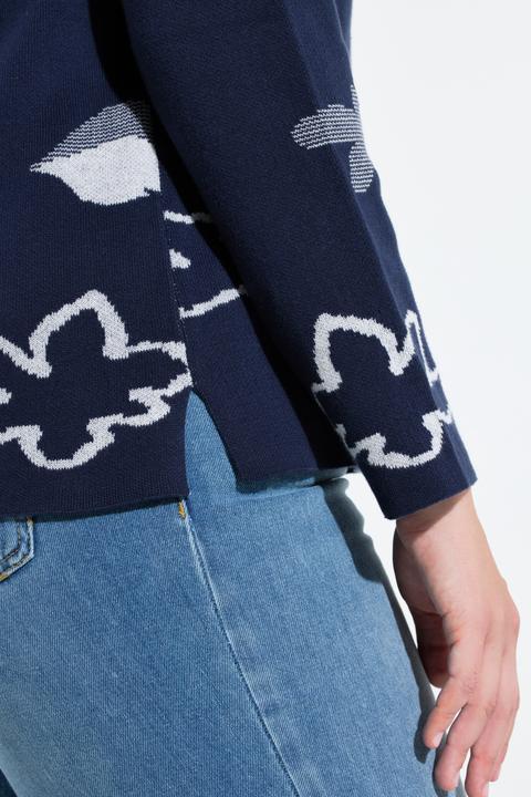 Produktbild Ulla Popken Pullover, Blüten, V-Ausschnitt, Langarm (54)