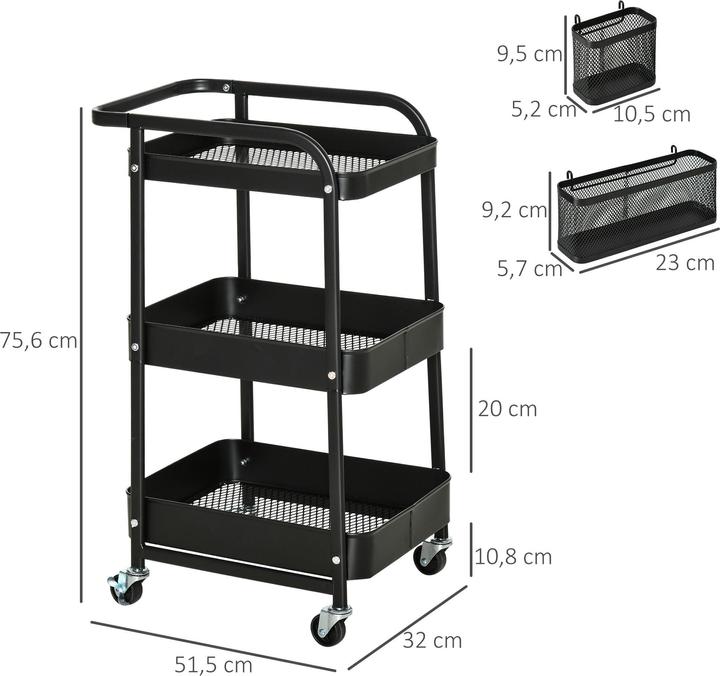 Image du produit Homcom Servierwagen Stahl, Kunststoff Schwarz