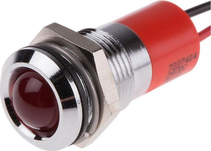 Produktbild RS PRO 14mm vorsteh verchrom LED Drähte rot 24V