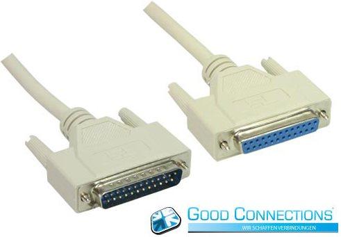 Good Connections Null modem cable, 25-pin socket/plug, length: 1.8m, ® (1.80 m)