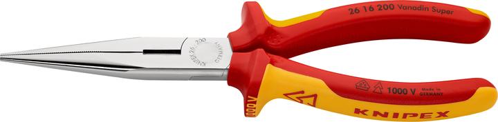 Immagine prodotto Knipex Pinza per meccanica - con becchi mezzotondi con tronchese (pinza a becchi di cicogna) 26 16 200 SB (200 mm)