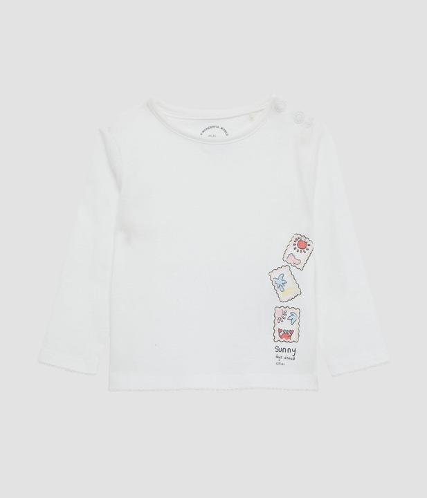 S.Oliver T-Shirt Langarmshirt mit Glitzerprint und Mausezahnkante (92)