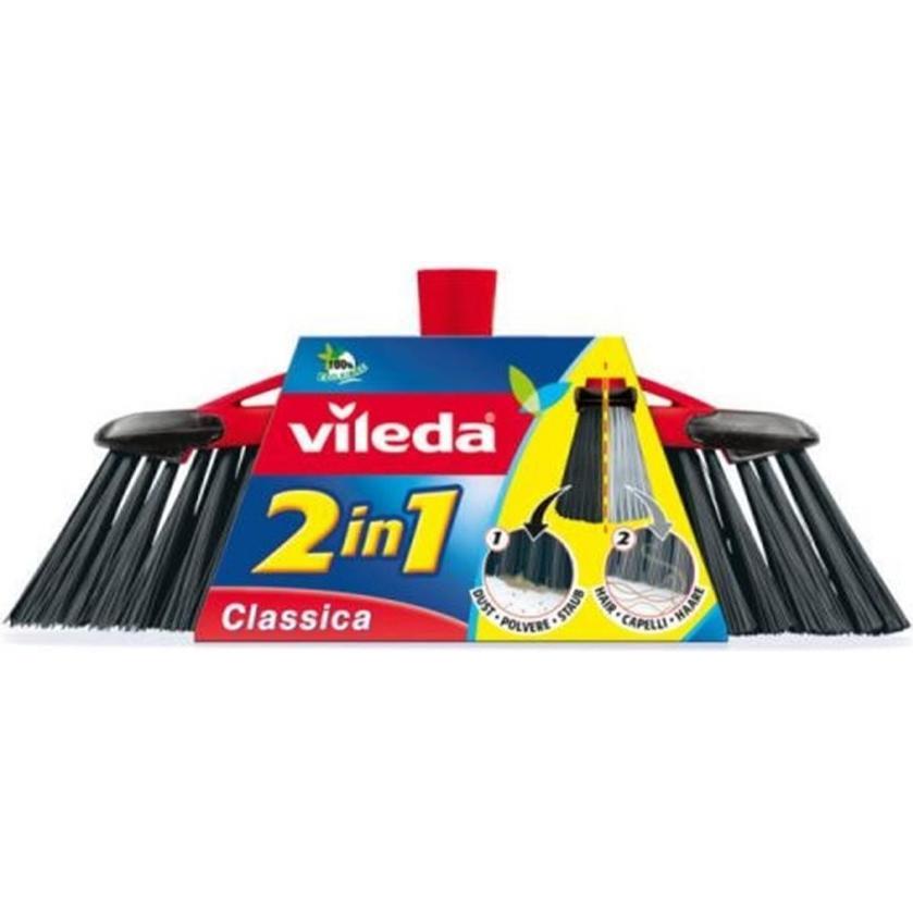 Vileda 2 in 1 Classica Besen, Reinigungsutensil, Rot
