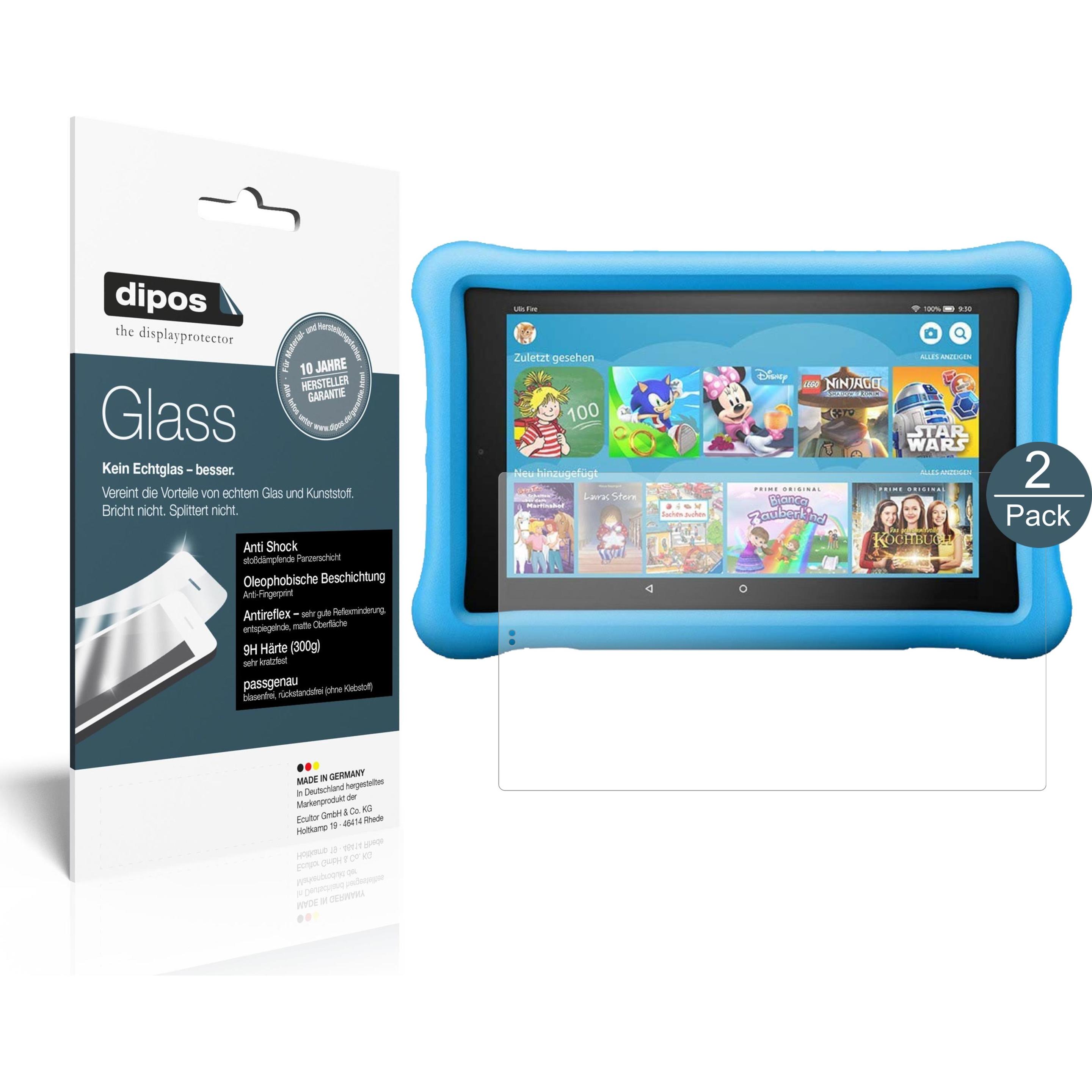 Dipos Displayschutz Anti-Shock (2 Stück, Fire HD 10 Kids (2019)), Tablet Schutzfolie