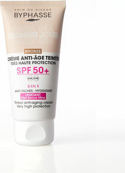 Byphasse Anti-Aging-Gesichtscreme mit Farbe Spf 50 Bronze 50ml (50 ml, Getönte Tagescreme, Tagescreme, SPF 50)