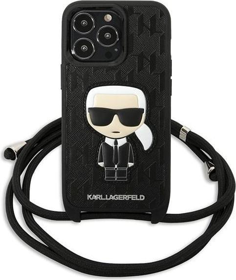 Actual product image Karl Lagerfeld Monogram Leather Patch and Cord Iconik - Case iPhone 13 Pro (Apple iPhone 13 Pro)