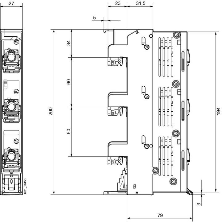 Produktbild Siemens MINIZED Lasttrennschalter Sicherungen D02 A Un AC