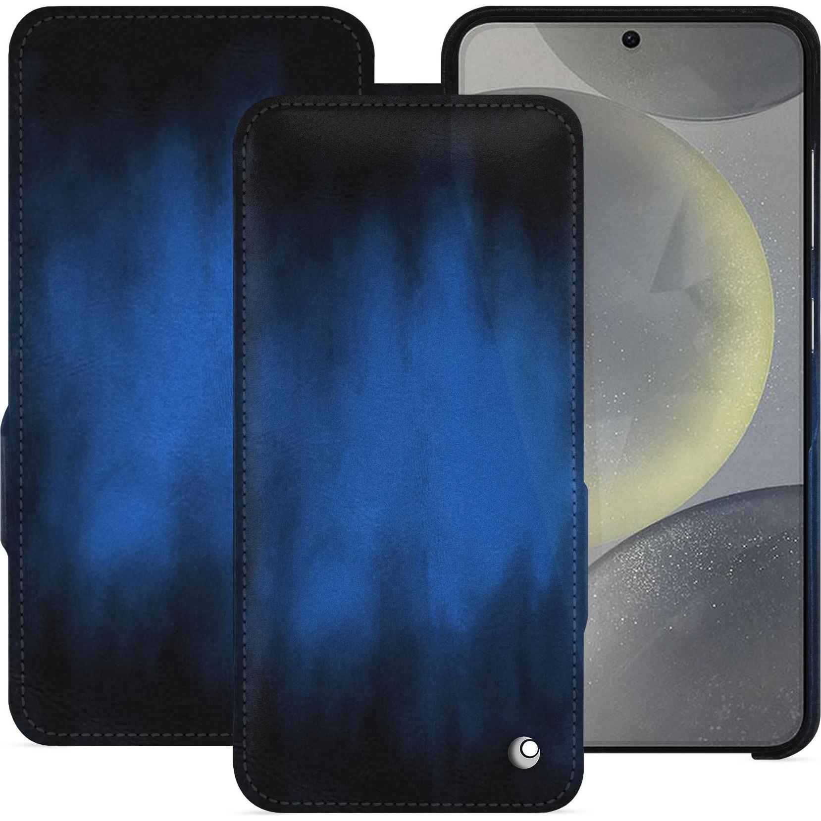 Noreve Lederschutzhülle horizontal (Samsung Galaxy S24), Smartphone Hülle, Blau