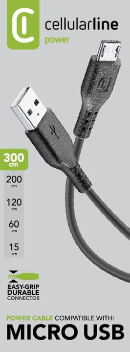 Image du produit Cellularline Câble USB extra-long de 3 m (3 m, USB 2.0)