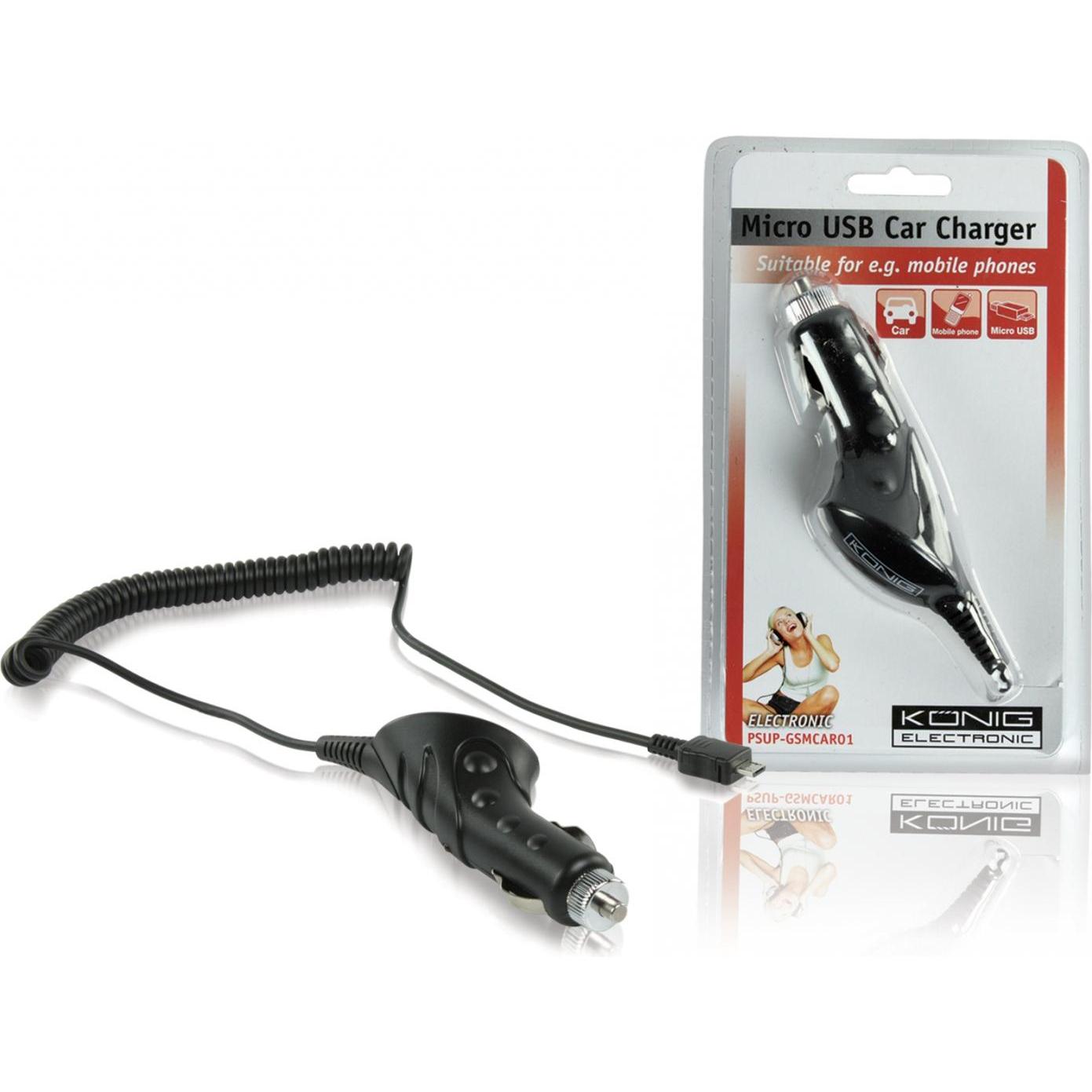 Thumbnail - König CarCharger 12V-24V 1A Spiralk. (König-Verkaufblister), Auto Adapter, Schwarz