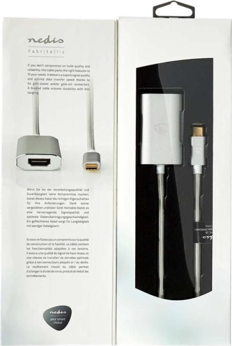 Actual product image Nedis CCTB64680AL20. cable length: 2 m, connector 1: HDMI type A (standard), connector 2: USB type-C. (2 m)