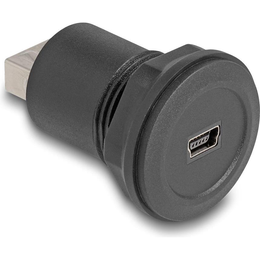 Thumbnail - Delock USB 2.0 Typ Mini-B zu USB 2.0 Typ-A Einbaubuchse schwarz (USB-A, 4.10 cm), Data + Video Adapter, Schwarz