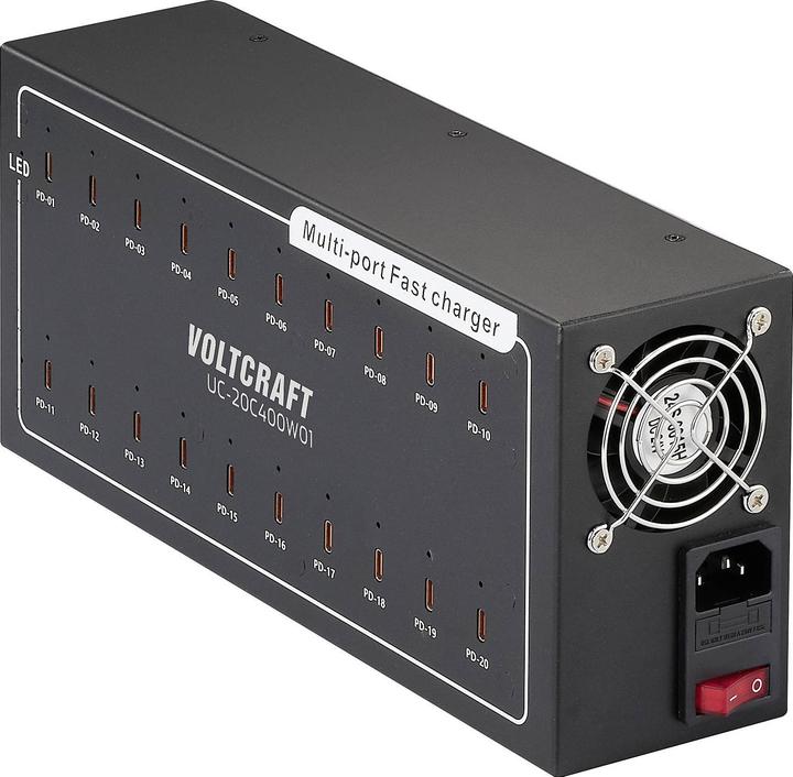 Actual product image Voltcraft UC-20C400W01 USB Ladegerät 400 W 20x USB-C® USB PD Innenbereich USB Po (400 W, 20 ports)