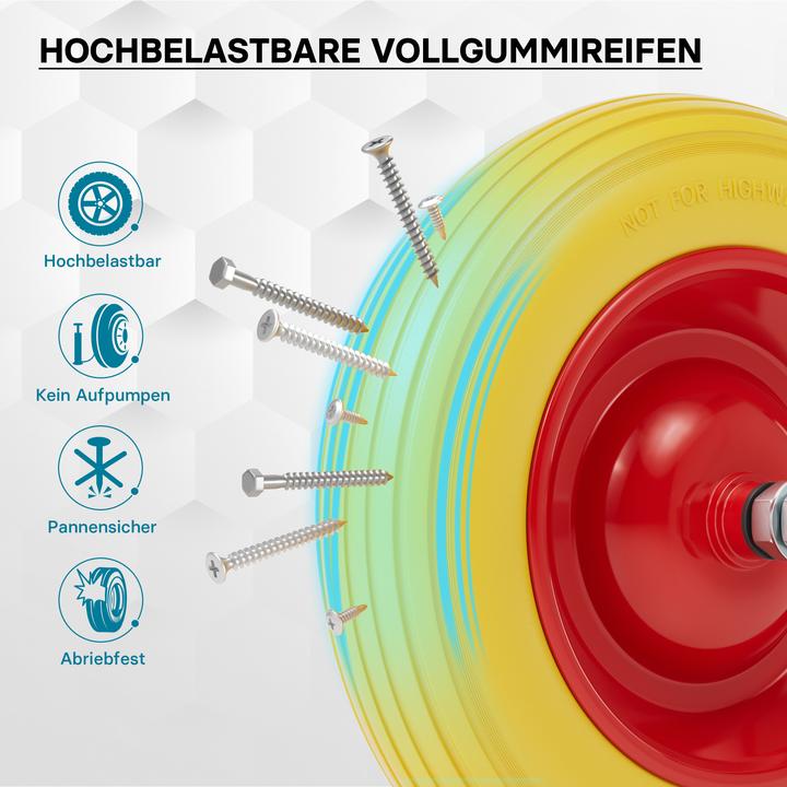 Produktbild Wiltec Schubkarren PU Rad 4.00-8 160kg Polyurethan Vollgummi Reifen pannensicher