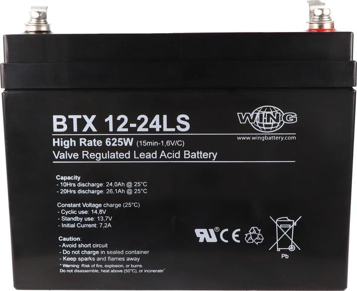 Image du produit AccuCell Wing BTX12-24LS 12V 24Ah high rate hochstromfähig Bleiakku AGM Blei Gel Akku (12 V, 24 Ah)