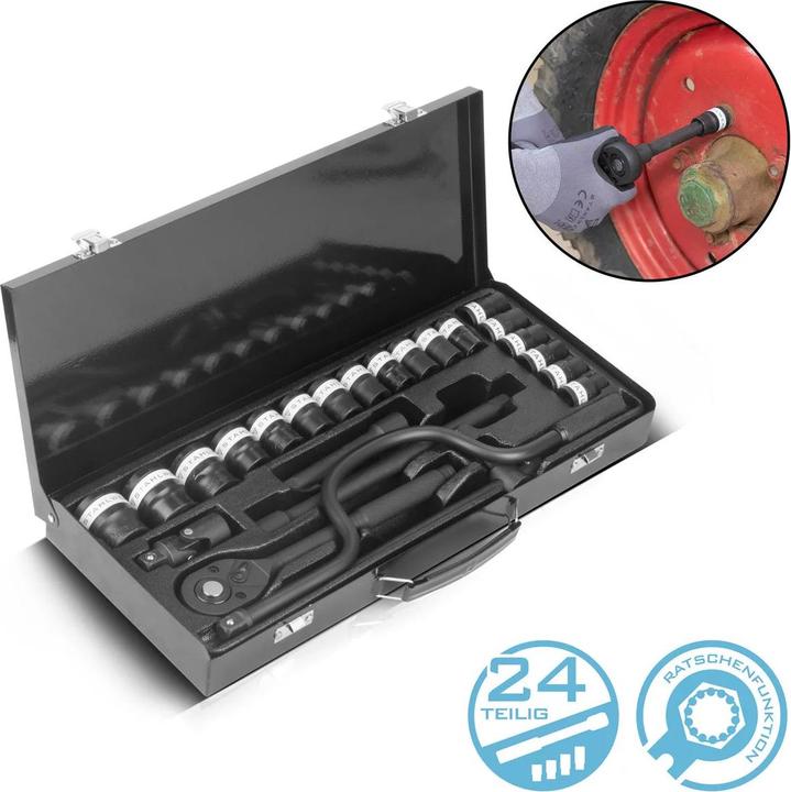 Produktbild Stahlwerk Steckschlüssel-Satz 24-teiliger Knarrenkasten mit 1/2" Umschaltknarre