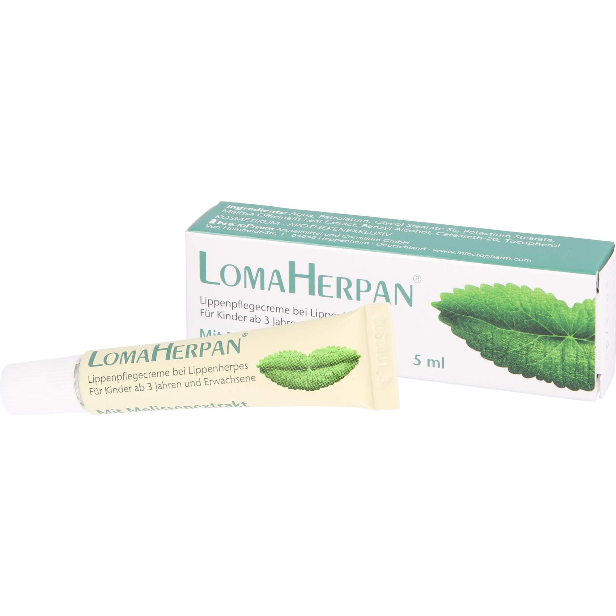 Infectopharm, Lippenpflege, Lomaherpan Lippenpflegecreme mit Melissenextrakt, 5 ml Creme (5 ml)